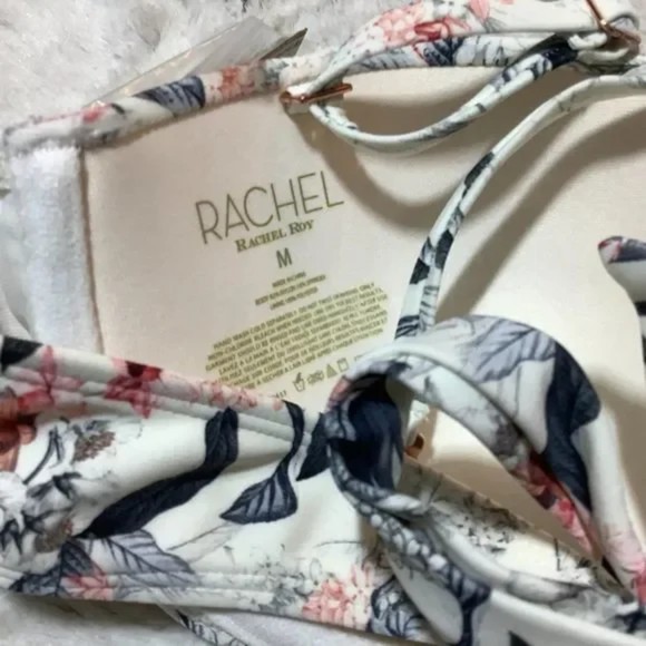 rachel roy white floral push up bikini top size medium - Picture 2 of 8